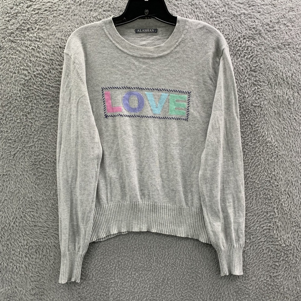 Alashan Sweater Womens Large Top Cotton Cashmere Gray